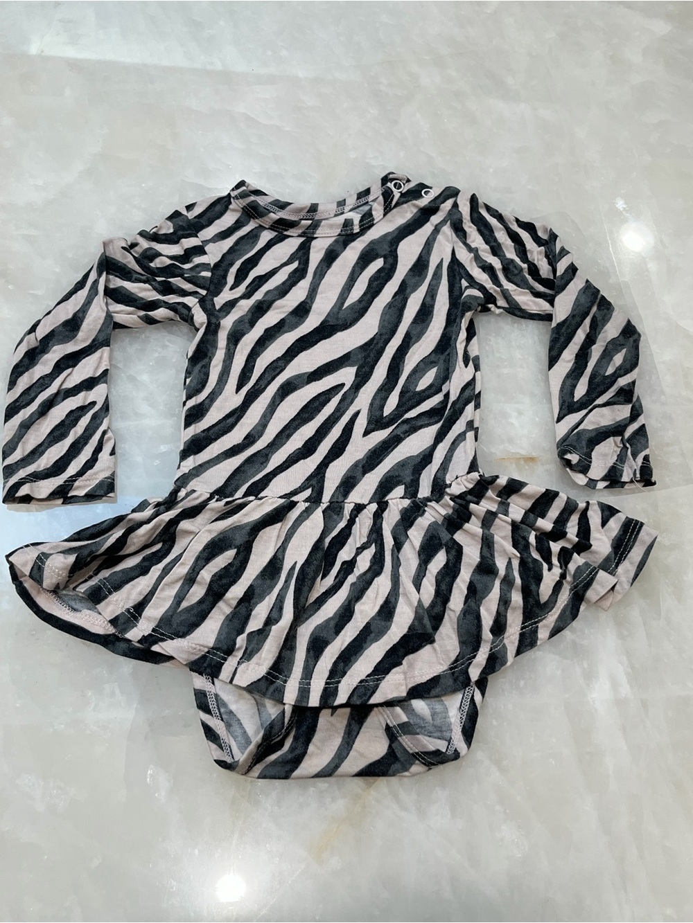 Posh Peanut Black & Cream Zebra Skirted One-Piece